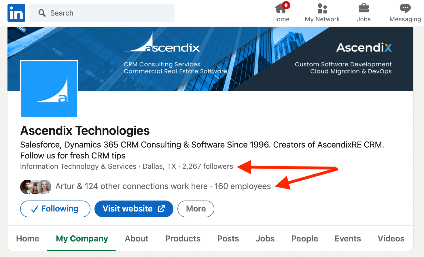 LinkedIn Profile of Ascendix Technology