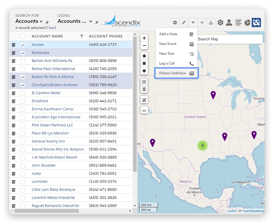 Ascendix-Search-Salesforce-mass-follow-records