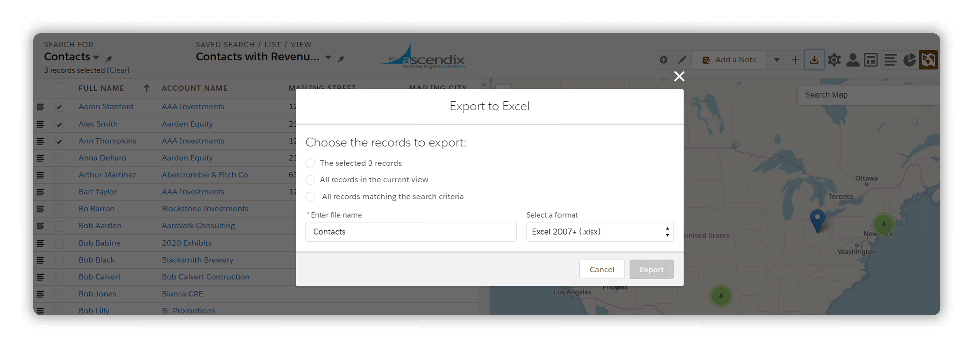 Ascendix-Search-Exporting-accounts-from-Salesforce-to-Excel