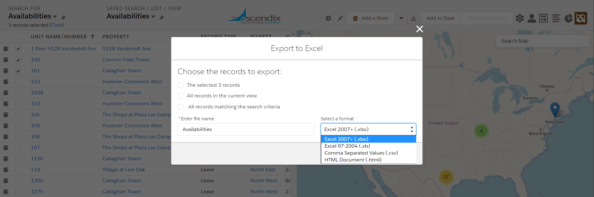 Data Export Formats in Ascendix Search