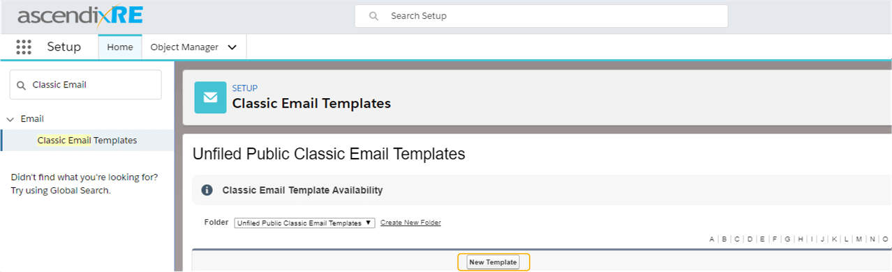 Find Classic Email Templates from Setup