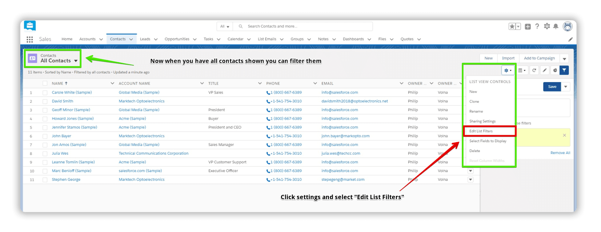 How to Edit List Filters to Send Mass Email Salesforce