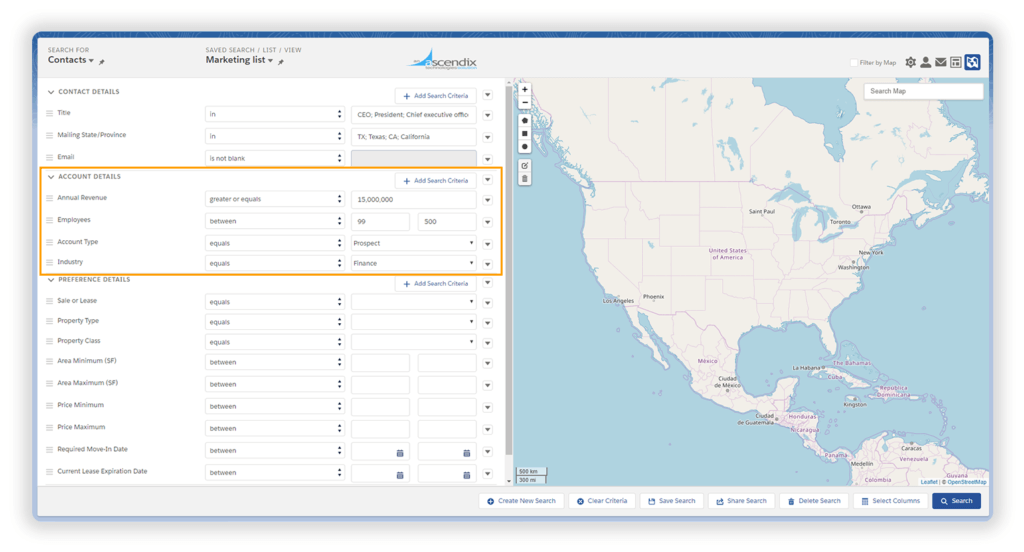 Multi criteria searches in Ascendix Search