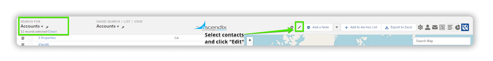 Select Contacts and click “Edit”