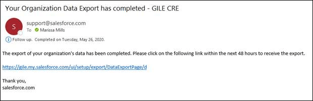 The Hyperlink to Data Export Files