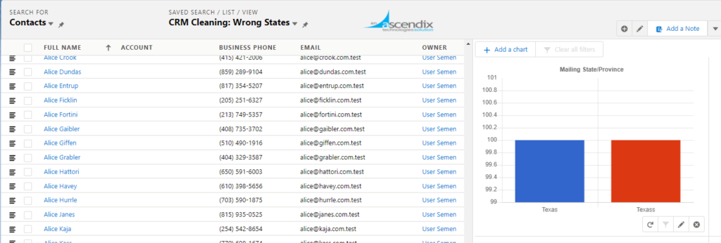 How to Look for Contacts with Wrong States in Ascendix Search