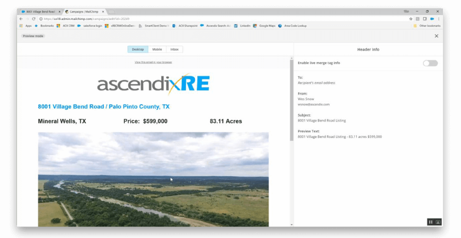 mailchimp integration with AscendixRE Land