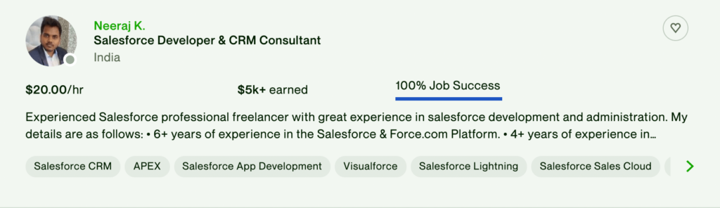 Salesforce contractor hourly rates in India