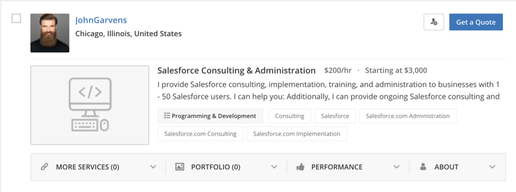 Salesforce freelancer hourly rates in USA