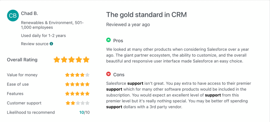 Salesforce premier customer support review