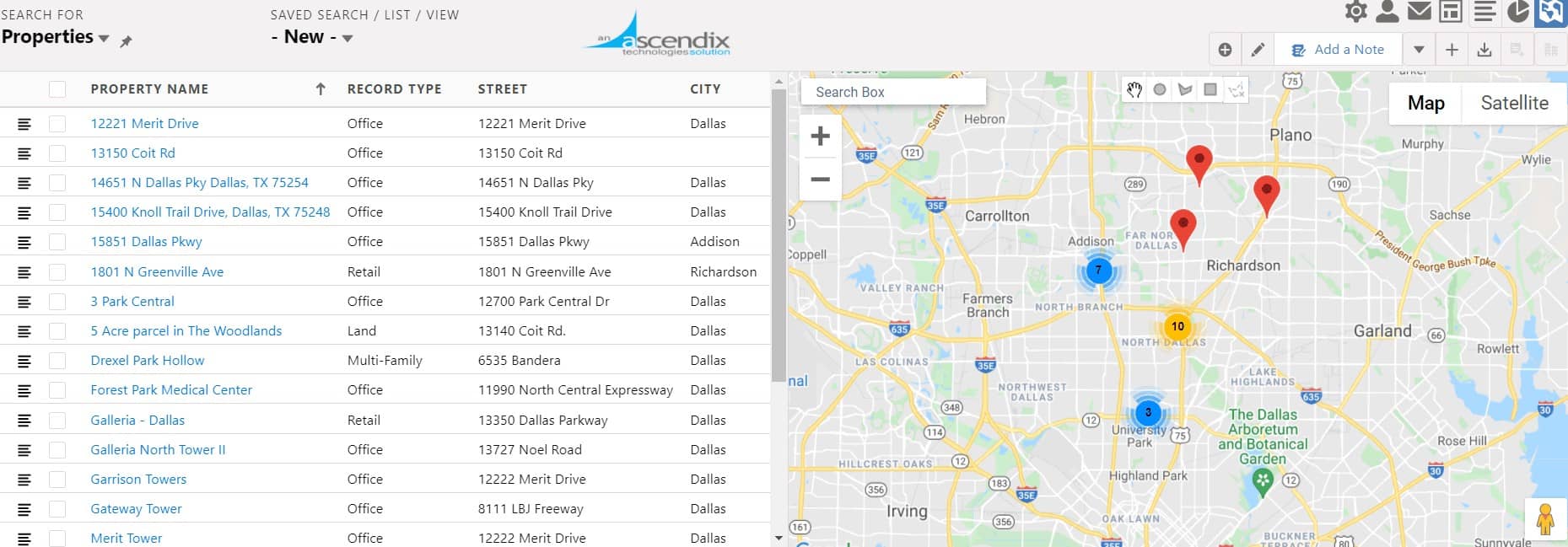 Radius search for Properties 5 miles from the Contact