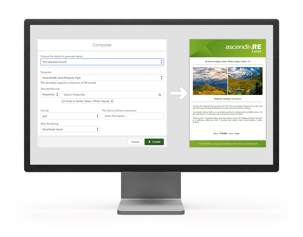 Land and Property Report Integraton with AscendixRE Land CRM
