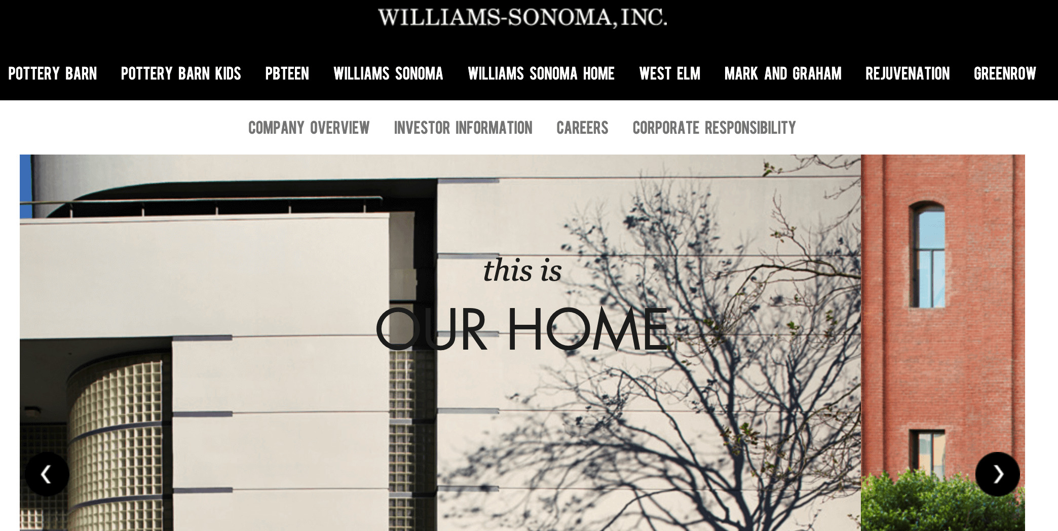 Williams Sonoma Inc Home Page