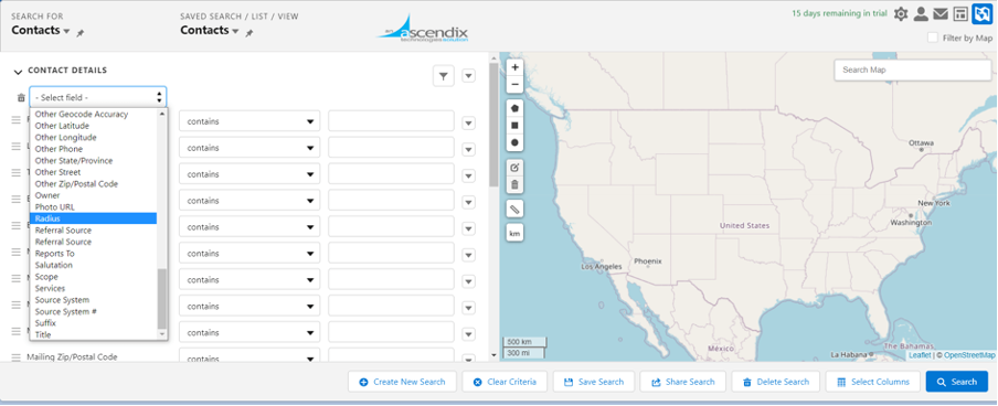 Contacts Search by Radius in Ascendix Search
