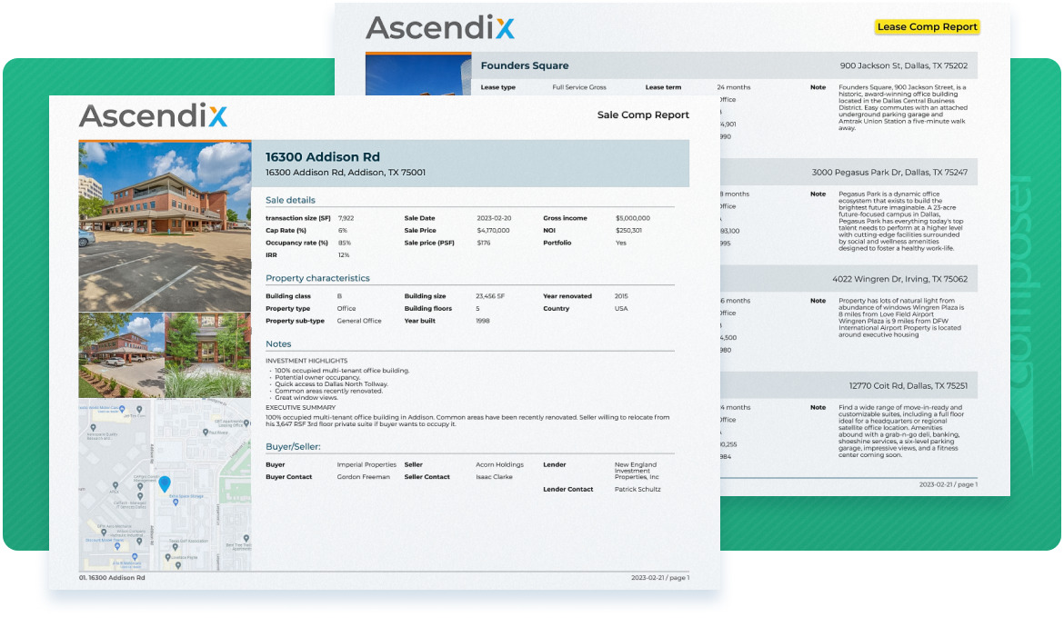 Lease/Sales Comp Reports in Ascendix Composer 