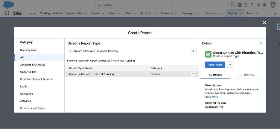 How to Create an 'Opportunities with Historical Trending' Report in Salesforce | Ascendix