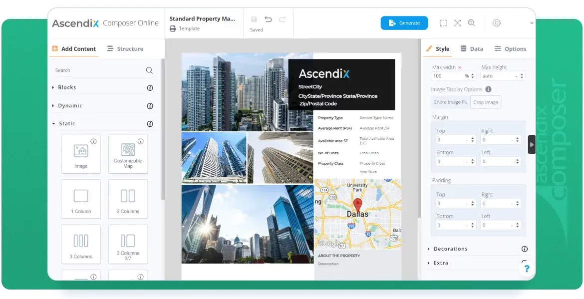 User-friendly interface in Ascendix Composer 