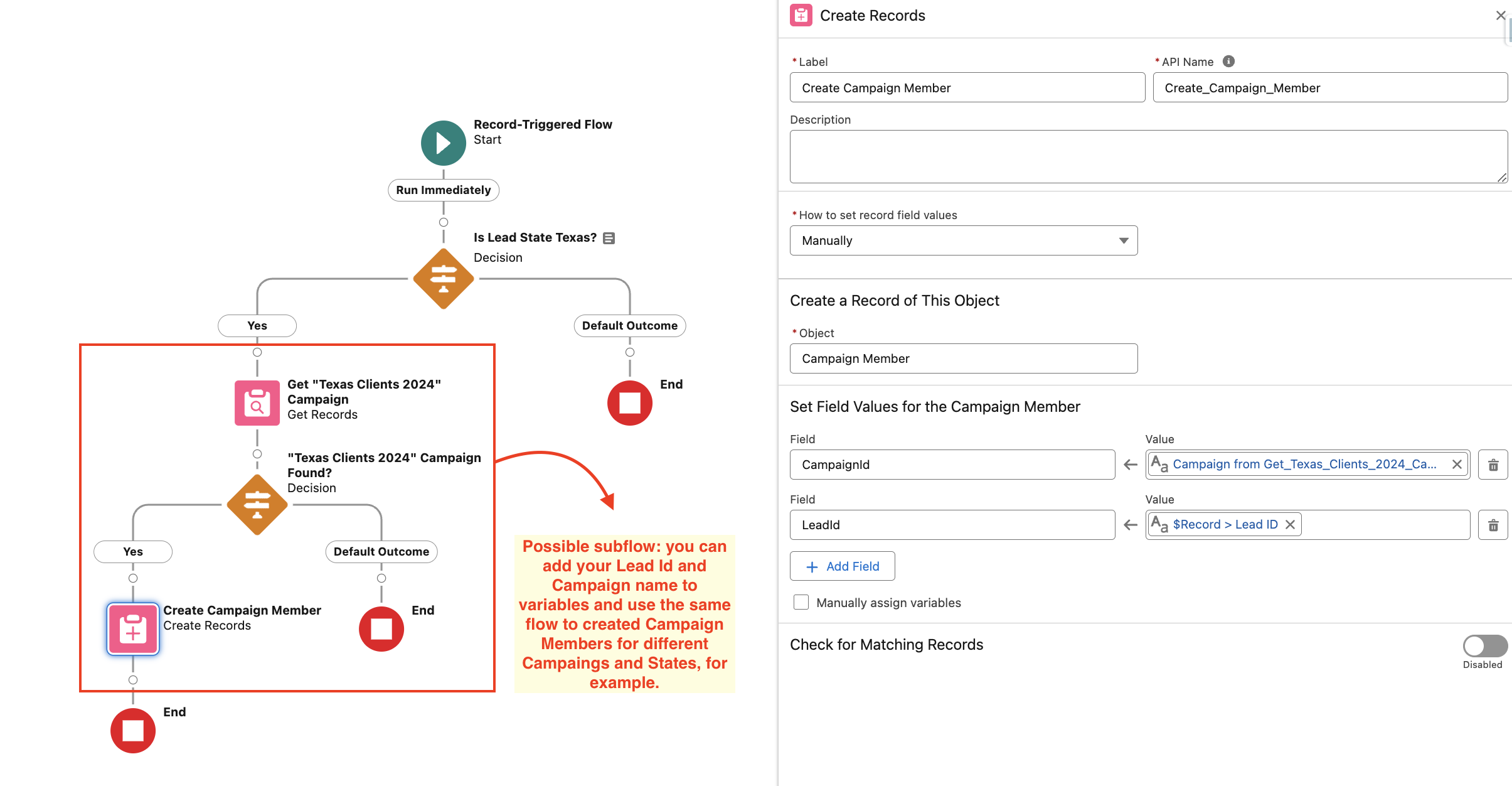 An Example of How to Assign a Campaign to All the New Leads that Live in Texas Ascendix