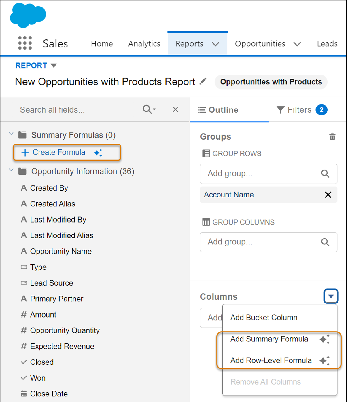 Einstein Report Formula Generation in Salesforce Ascendix