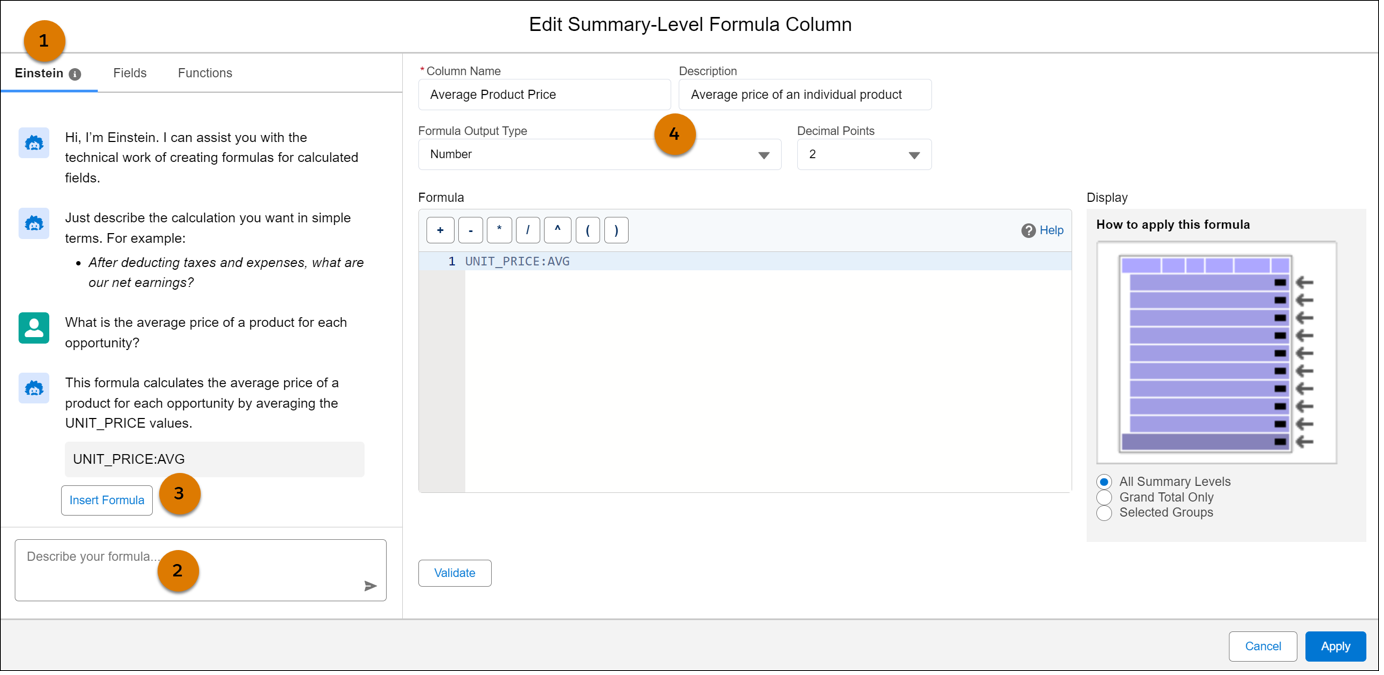 How to Edit Summary-Level Formula Column with Einstein Generative AI in Salesforce Ascendix