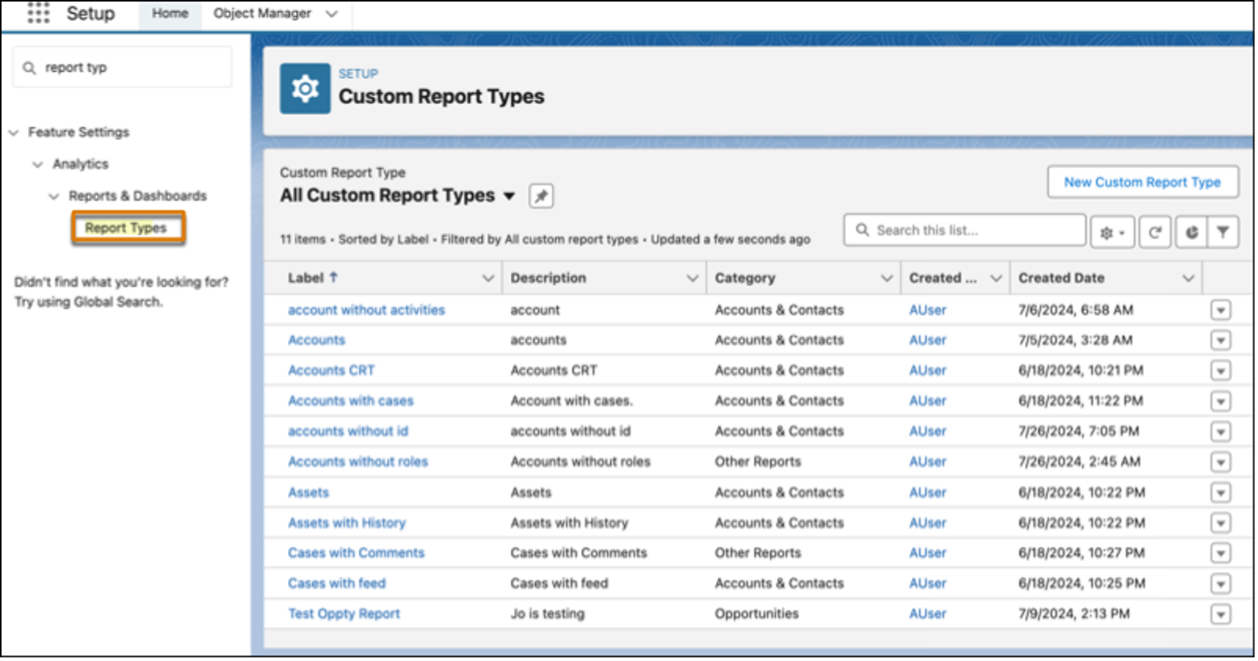 How to Find Report Types in Salesforce Ascendix