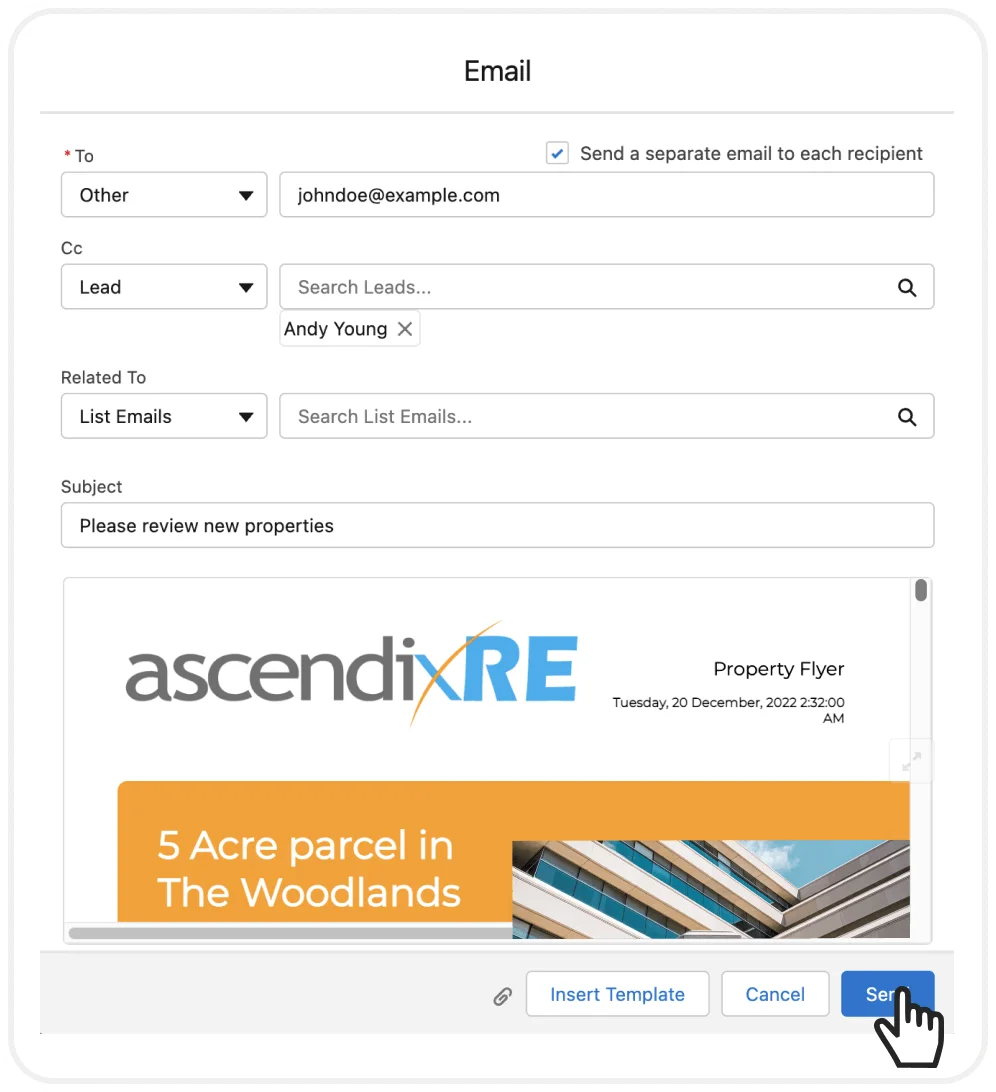 Send visually-appealing branded emails right from xRe with your brochures