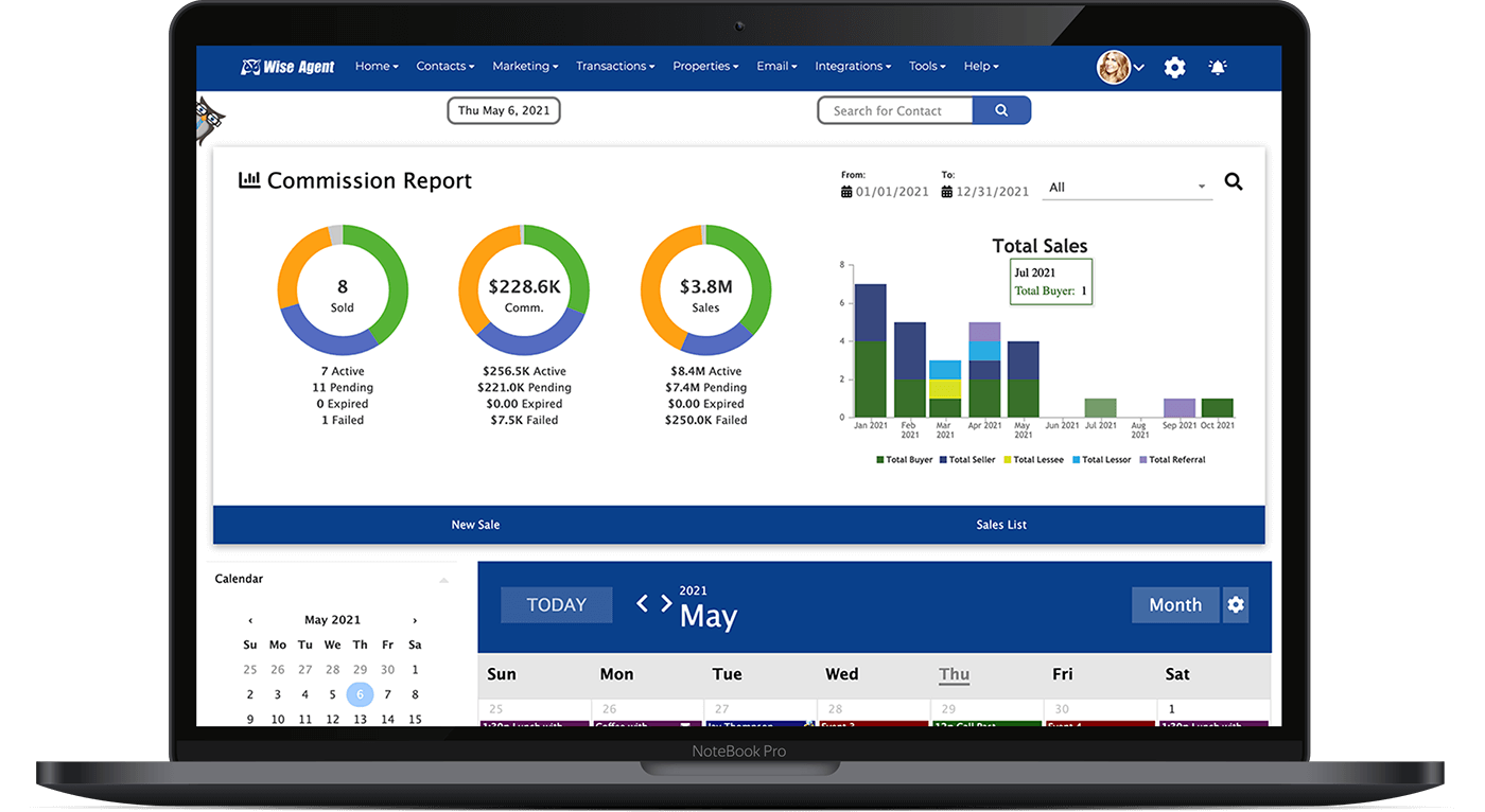 Wise Agent dashboard