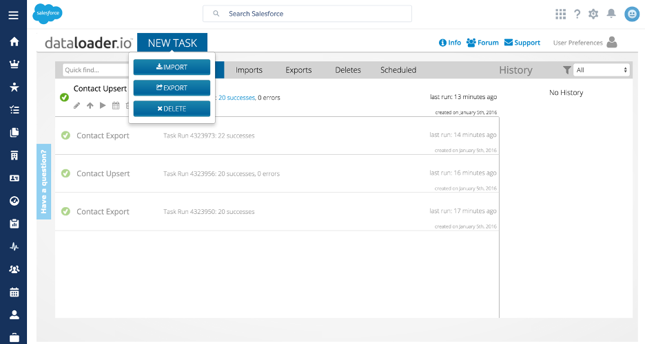 Dataloader.io Interface