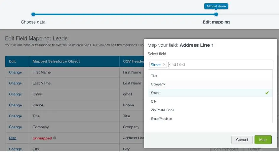 Salesforce Data Import Wizard Interface