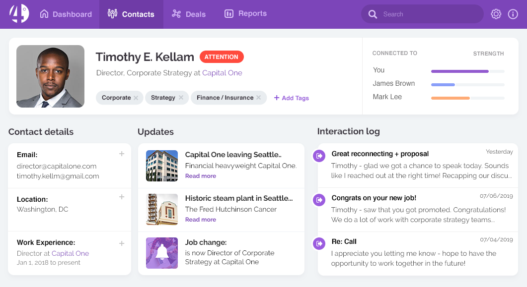 4Degrees CRM Interface