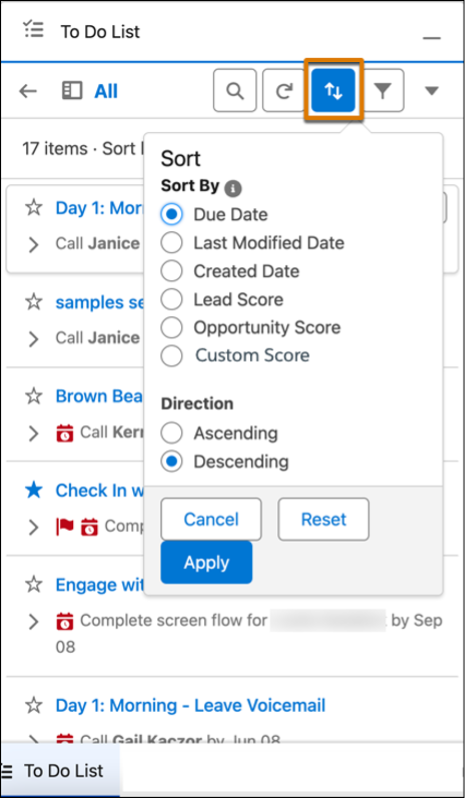 To Do List in Salesforce Sales Cloud