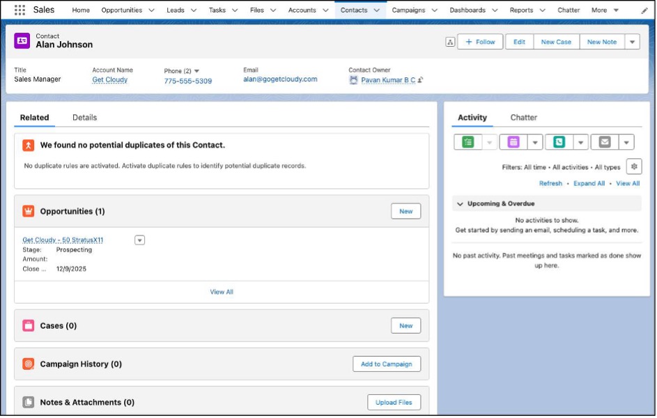 Contacts in Salesforce Sales Cloud