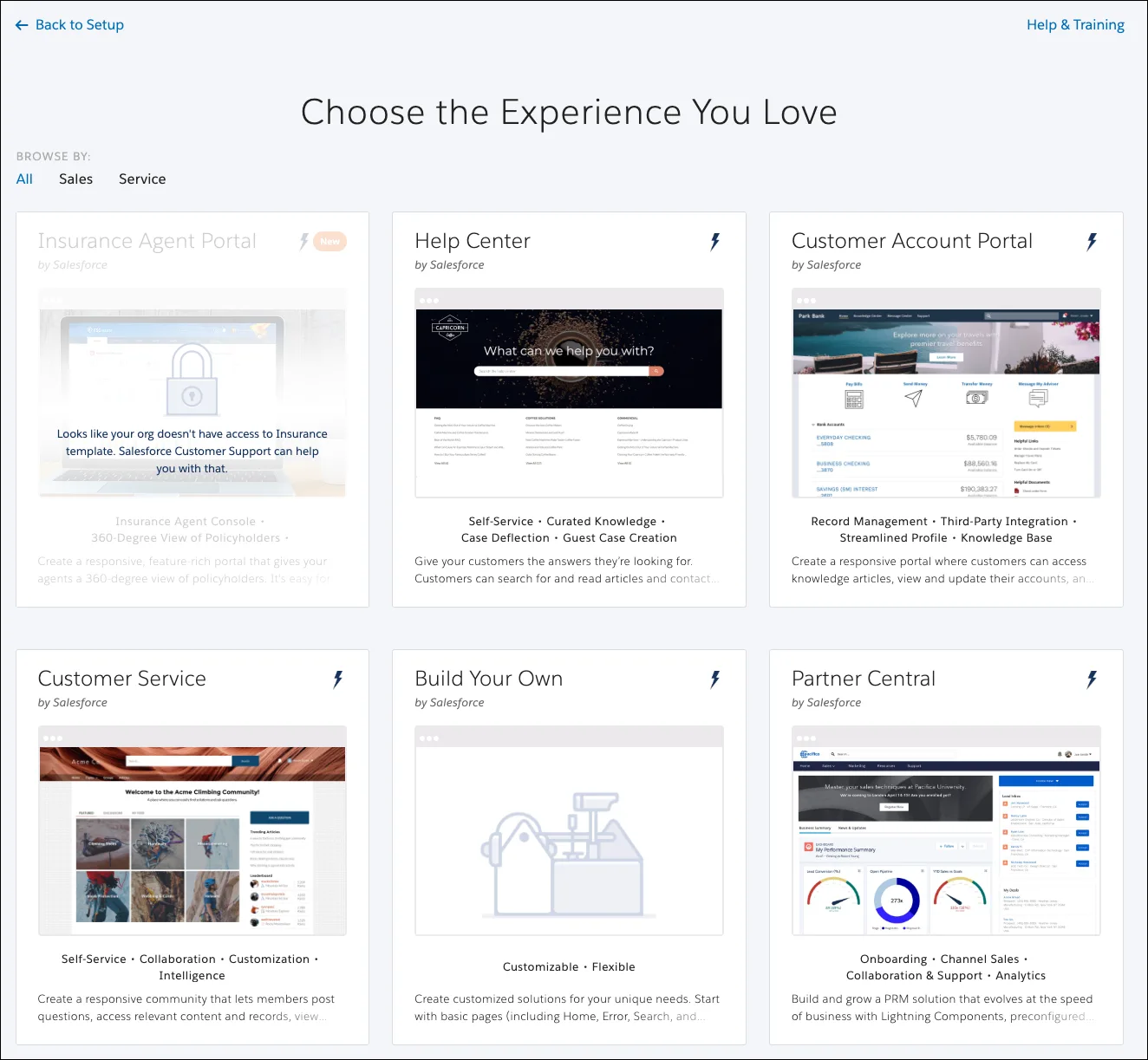 templates to choose from in Experience Cloud for nonprofits