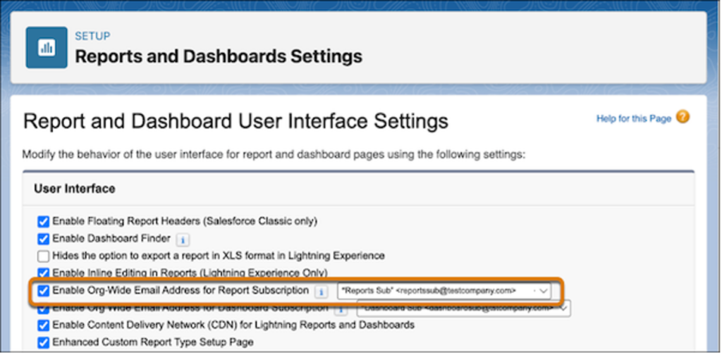 Enable Org-Wide Email Address for Report Subscription