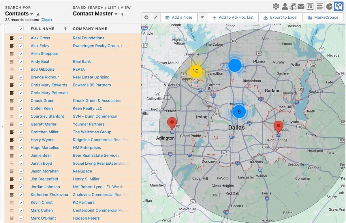 Geo Search of Contacts / Properties / Leases