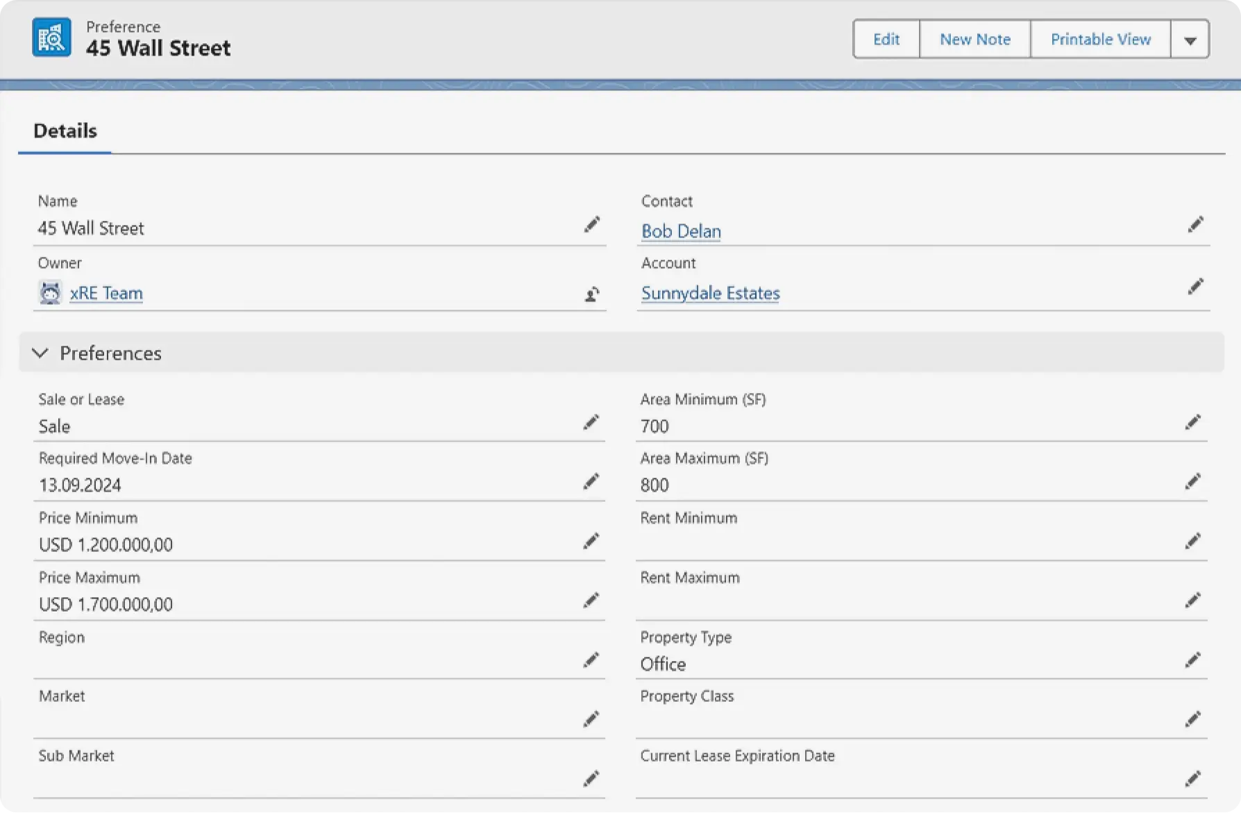 Tenant and Investor Preferences Tracking