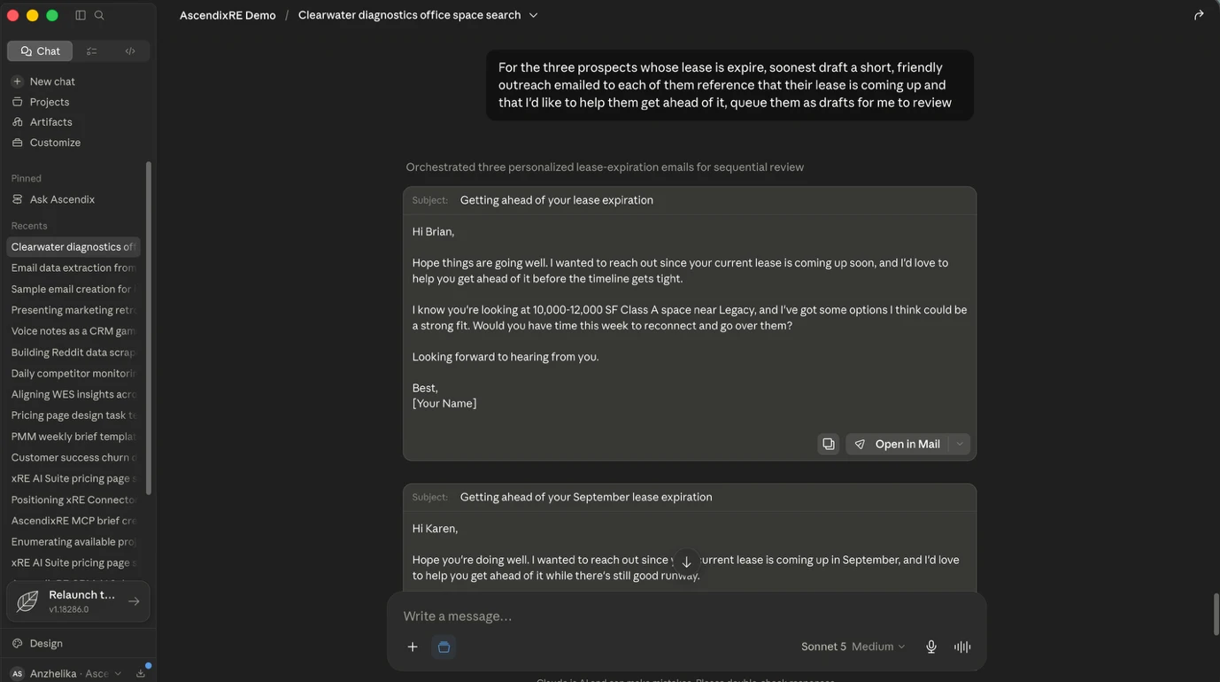 lease expiration outreach: use case of claude ai real estate